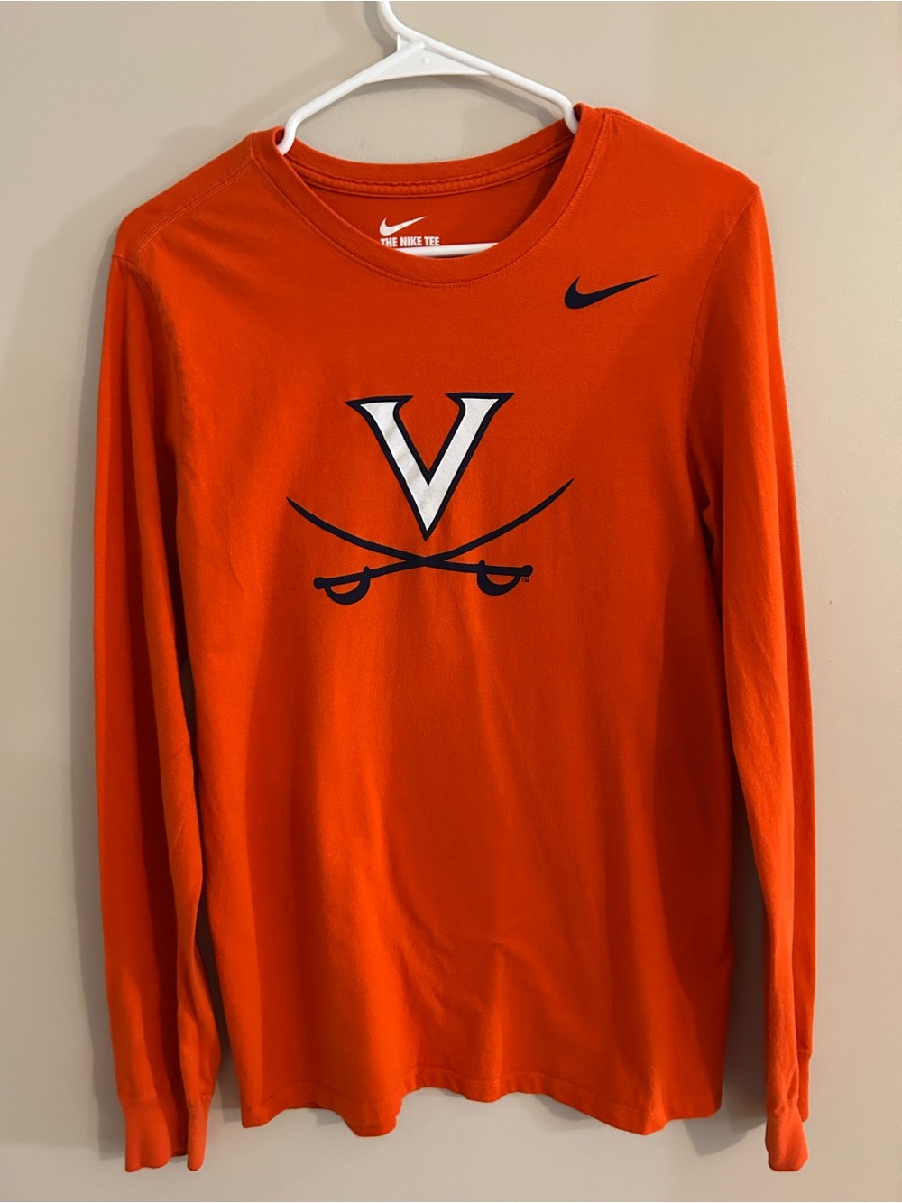 University of VA Nike Orange Crewneck Tee with White Nike Swoosh